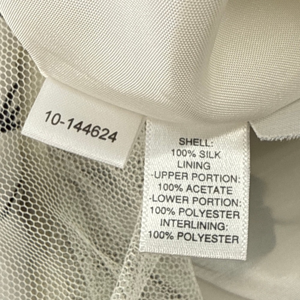Ann Taylor 100% Silk Strapless Floral Dress 6 Ivory Black Cocktail Midi Pleated - Picture 8 of 11